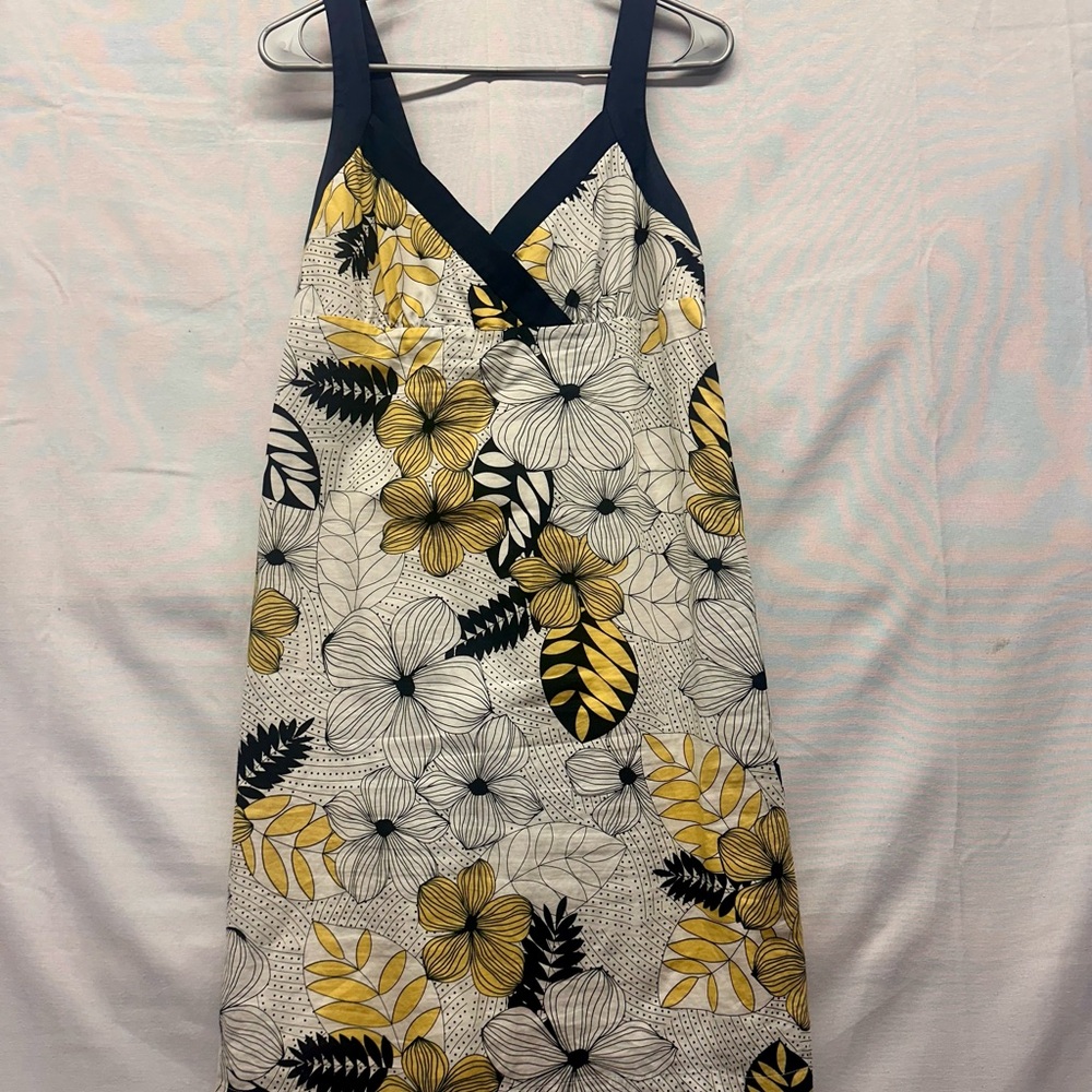 Tommy Bahama White Floral Sundress with Yellow and Navy Accents